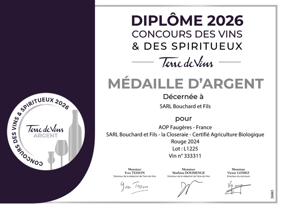 Médaille d'argent Terre de Vins 2026